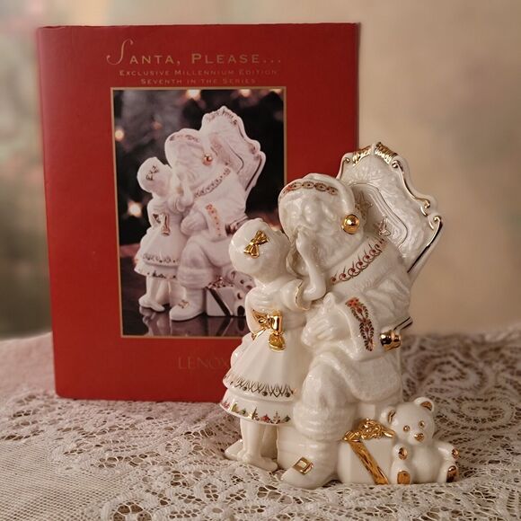 Lenox China Jewels Figurine Santa, Please Millennium Edition #7 in Series in Box